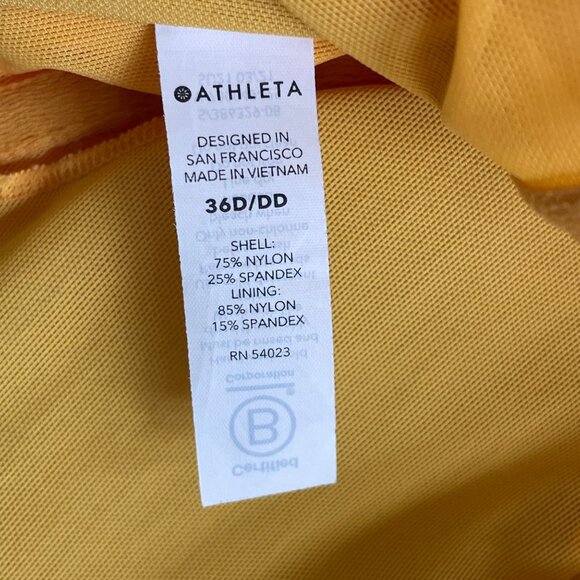 Athleta Twist Up Tankini Top Swim Strappy Size 36 D/DD Underwire Mustard Yellow - Picture 7 of 10